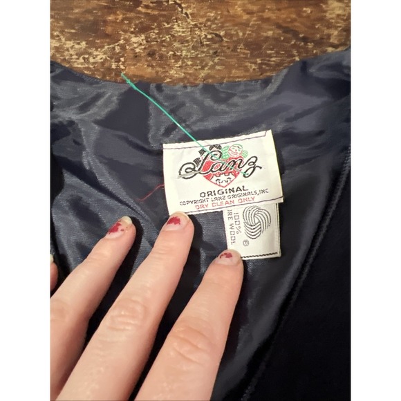 Vintage Original Lanz Salzburg Navy Wool Girl's Dress 12 - Picture 5 of 5